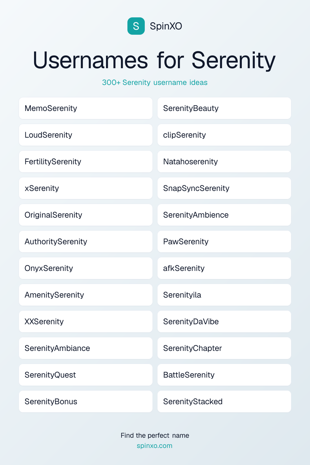 Usernames for Serenity