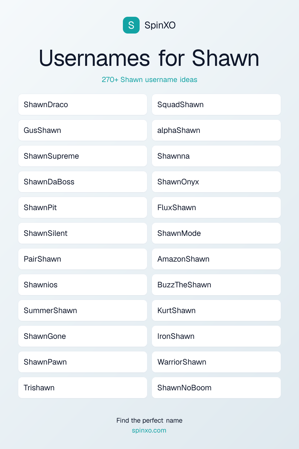 Usernames for Shawn