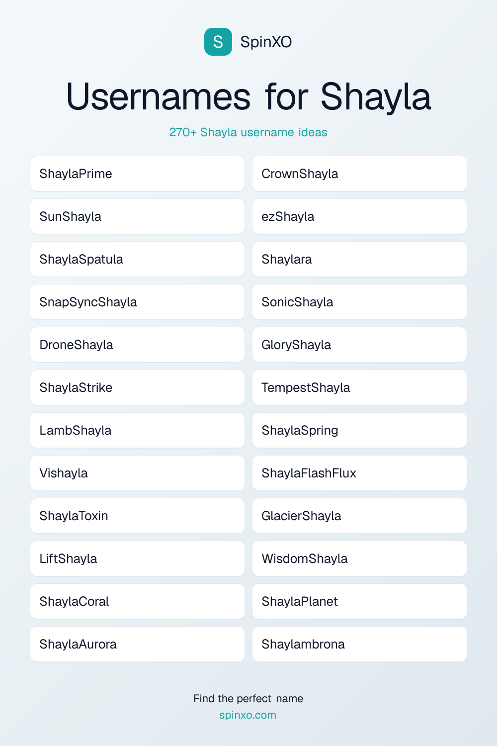 Usernames for Shayla