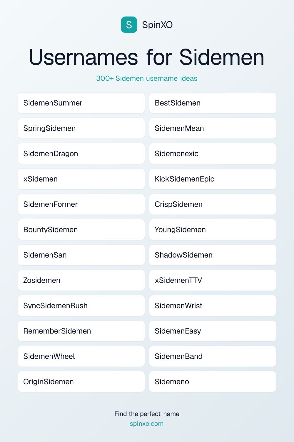 Usernames for Sidemen