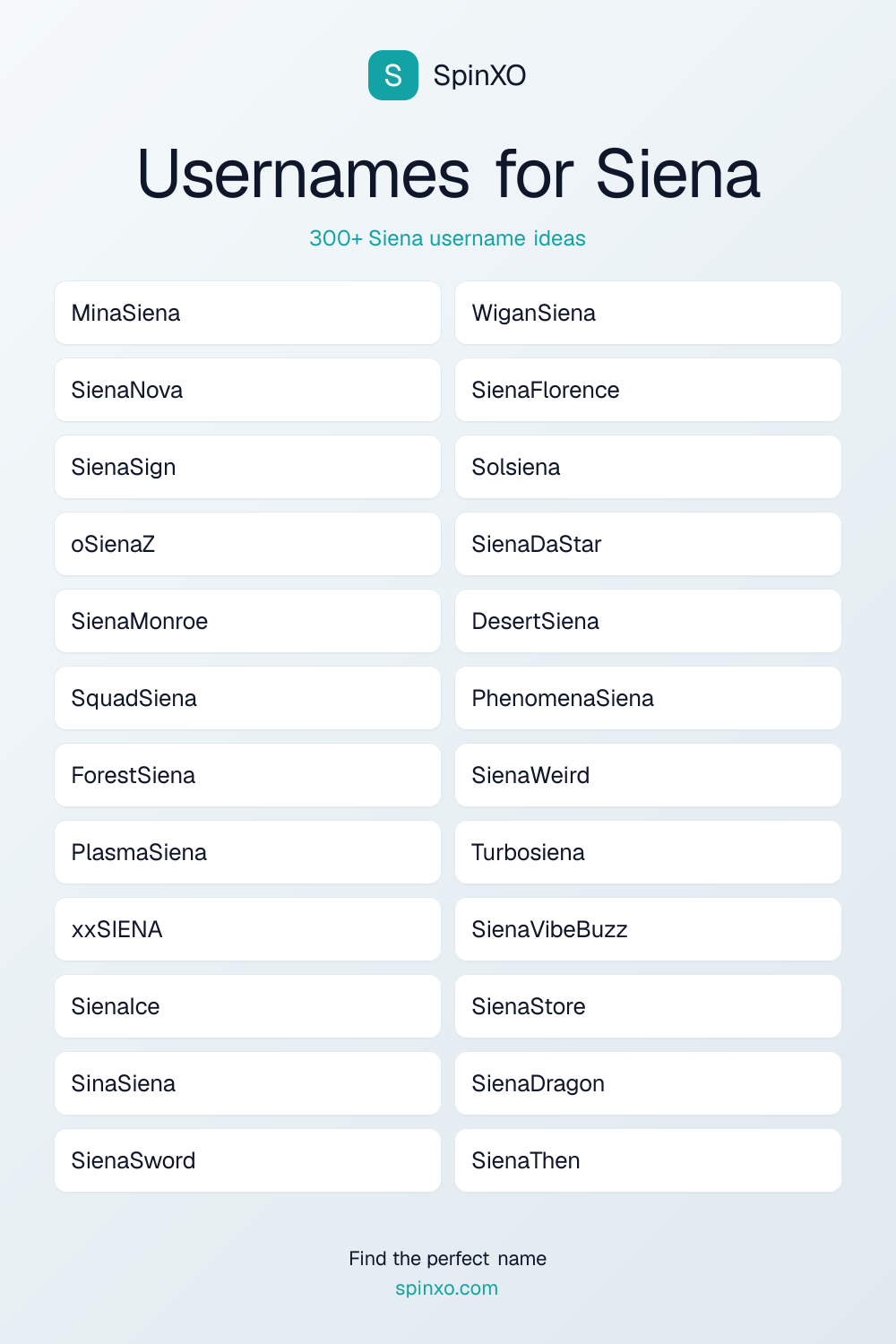 Usernames for Siena