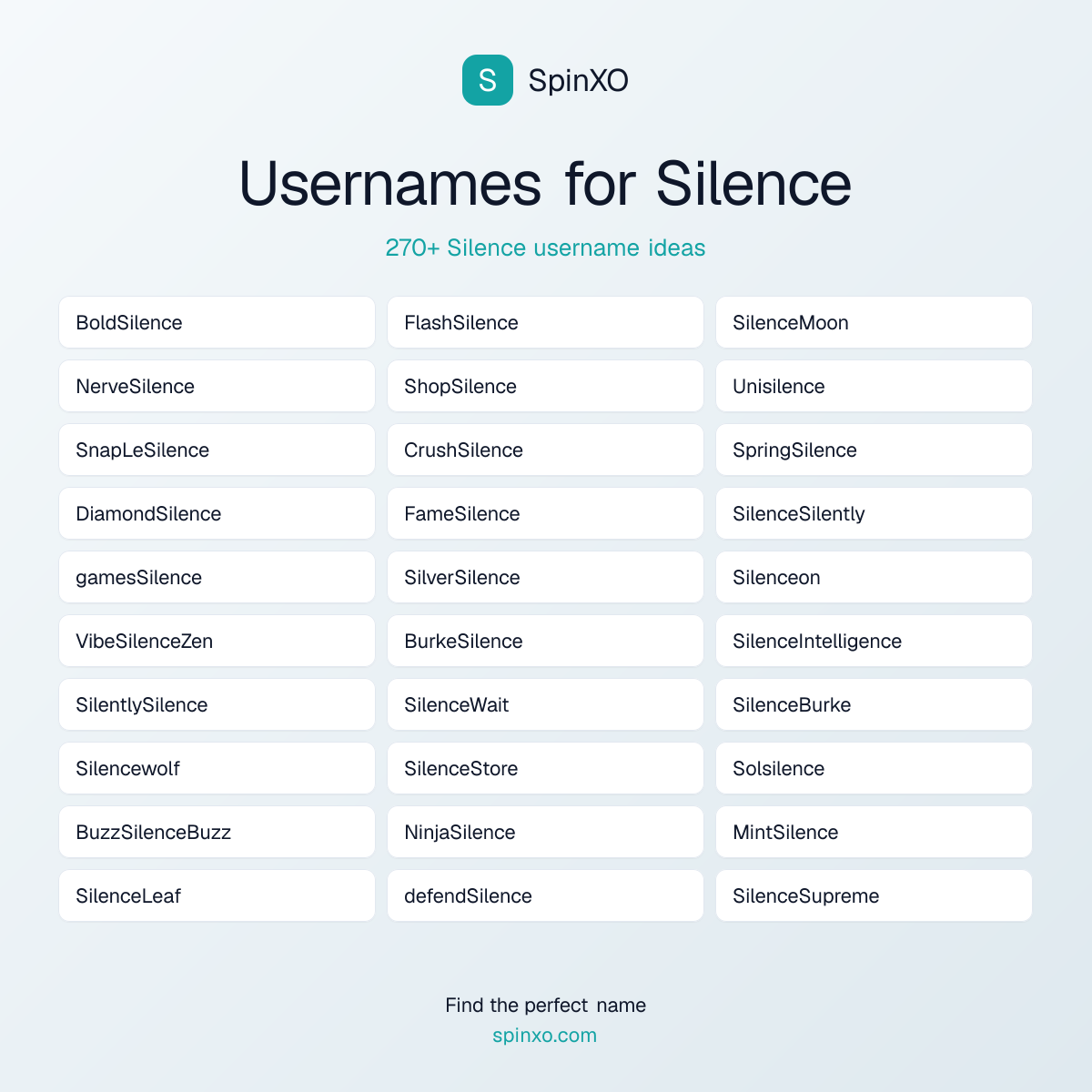 Silence Username Ideas - 270+ Aesthetic, Cute & Cool Names | SpinXO