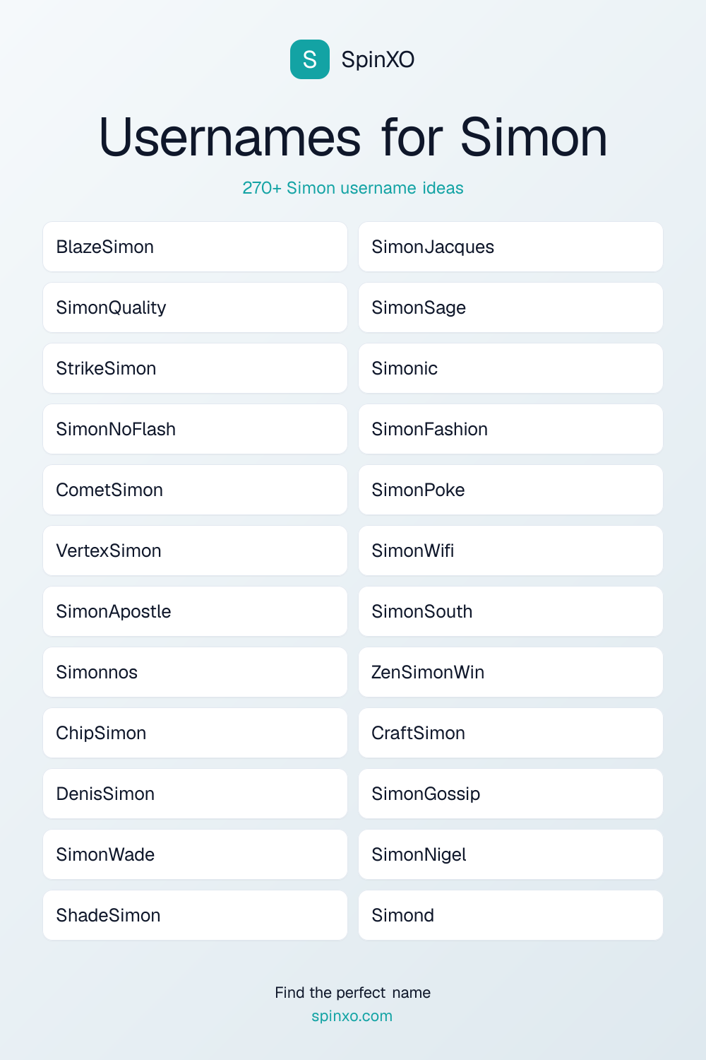 Usernames for Simon