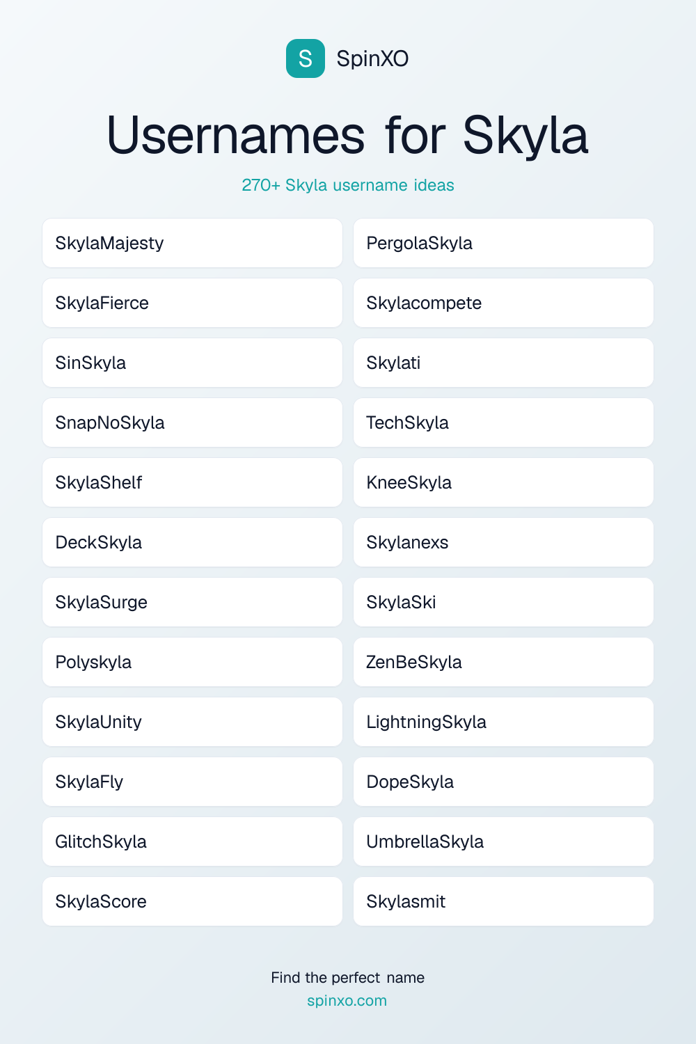 Usernames for Skyla