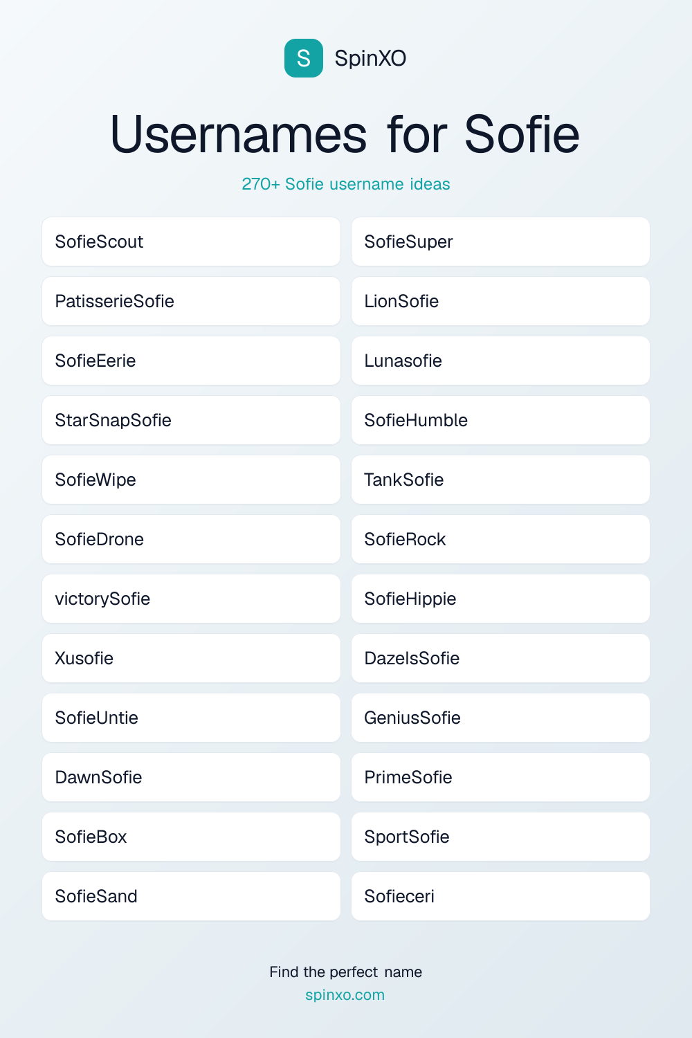 Usernames for Sofie