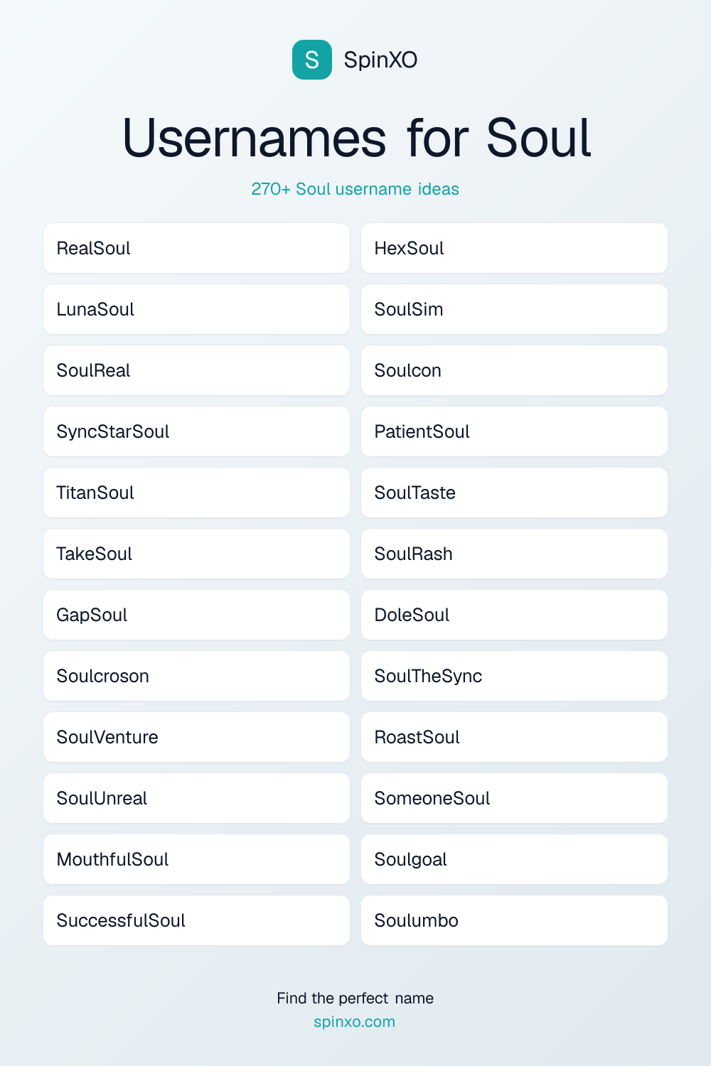 Soul Username Ideas - 270+ Aesthetic, Cute & Cool Names | SpinXO