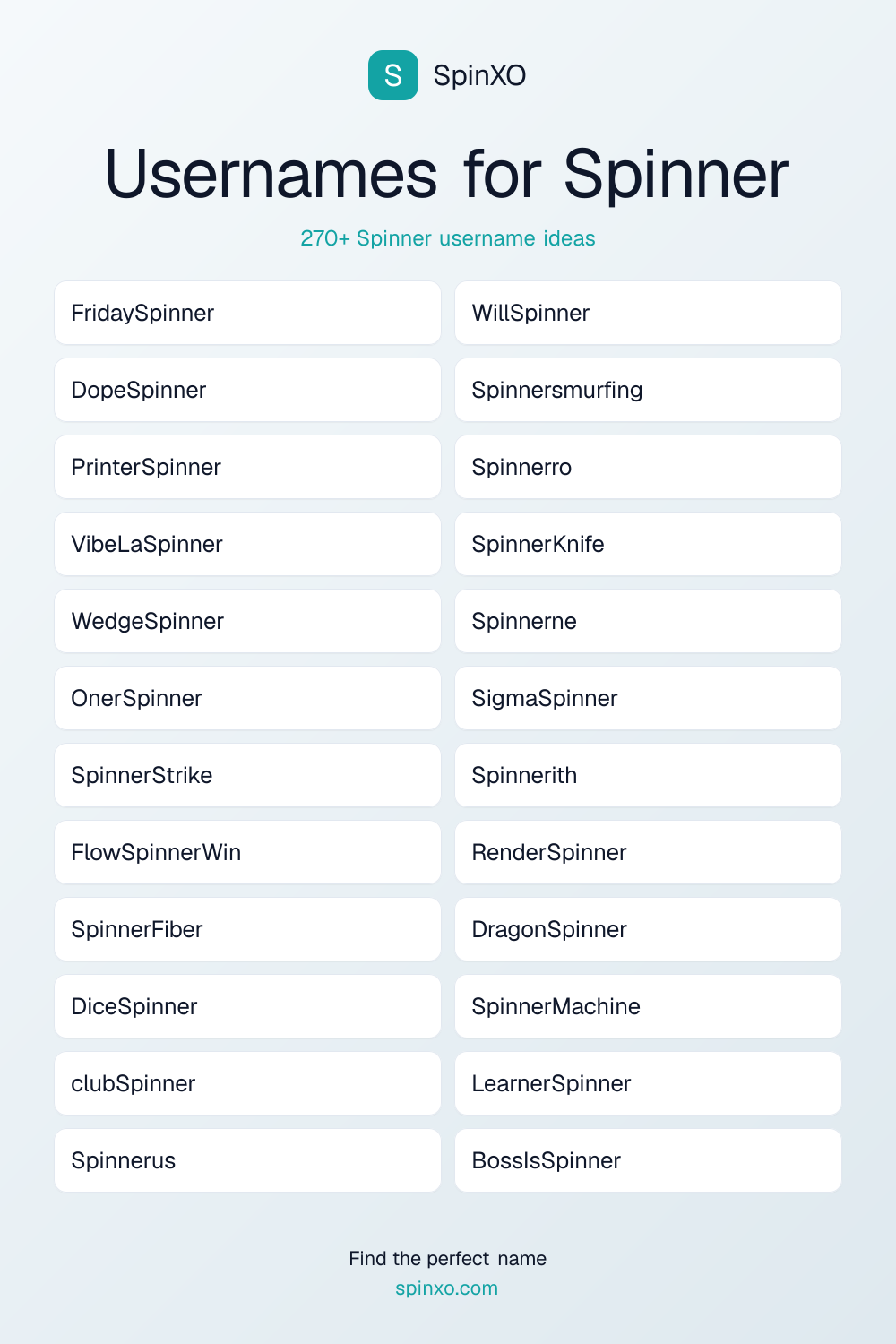 Usernames for Spinner