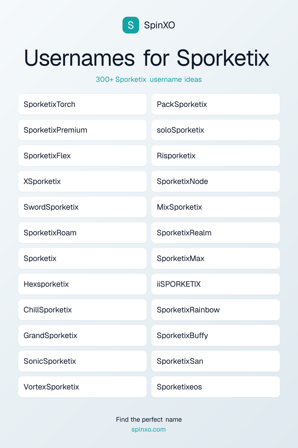 Usernames for Sporketix