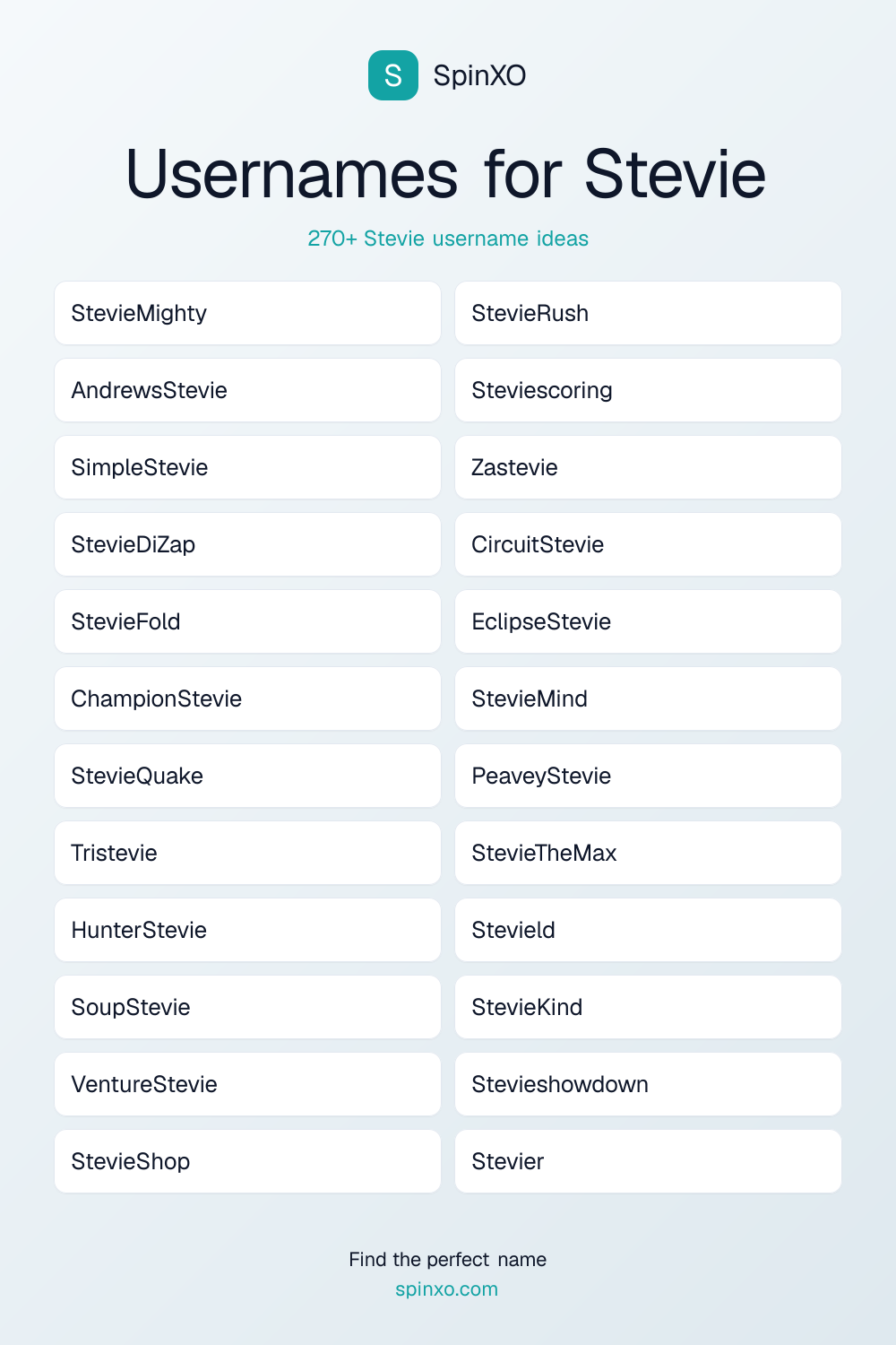 Usernames for Stevie
