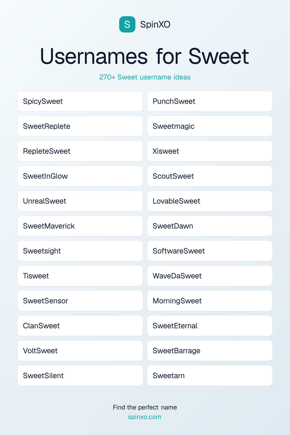 Sweet Username Ideas - 270+ Aesthetic, Cute & Cool Names | SpinXO