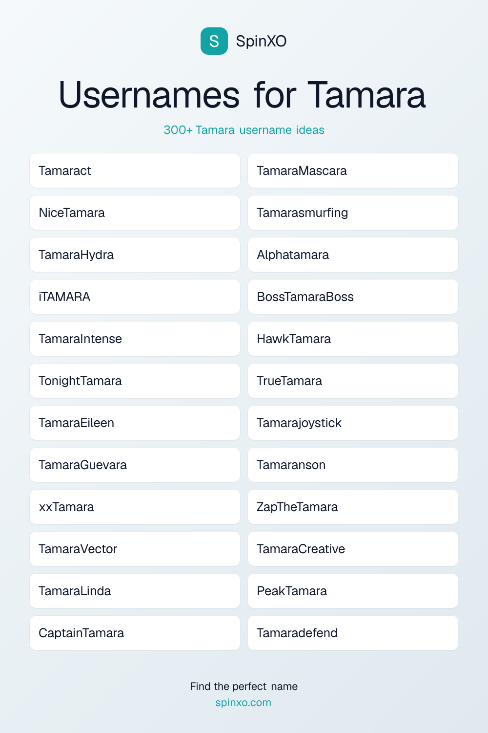 Usernames for Tamara