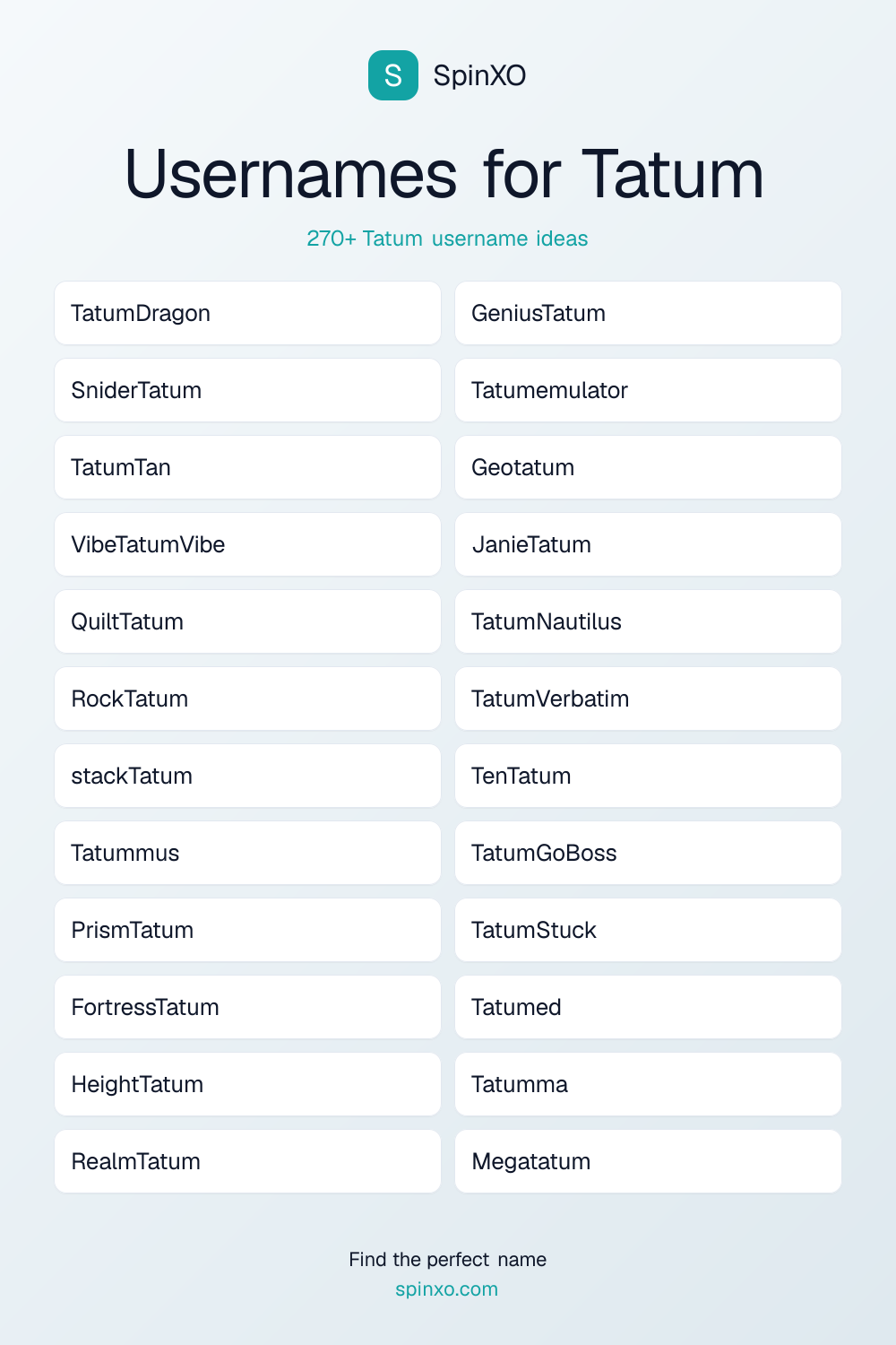 Usernames for Tatum