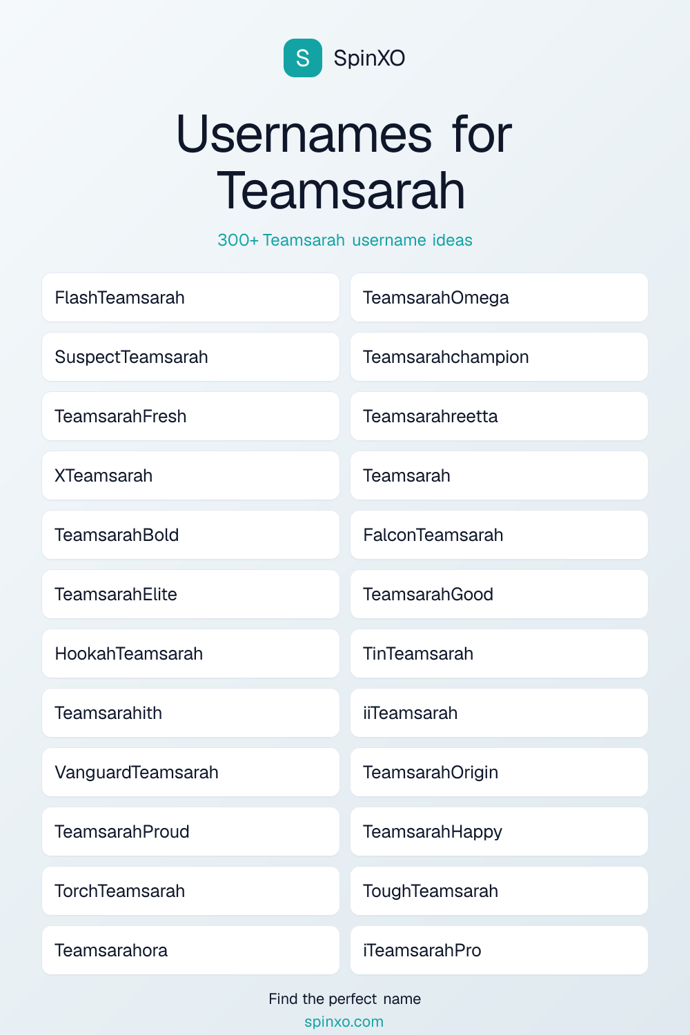 Usernames for Teamsarah