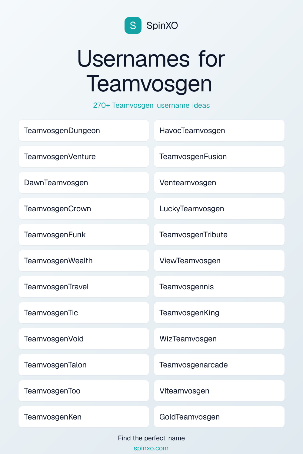 Usernames for Teamvosgen