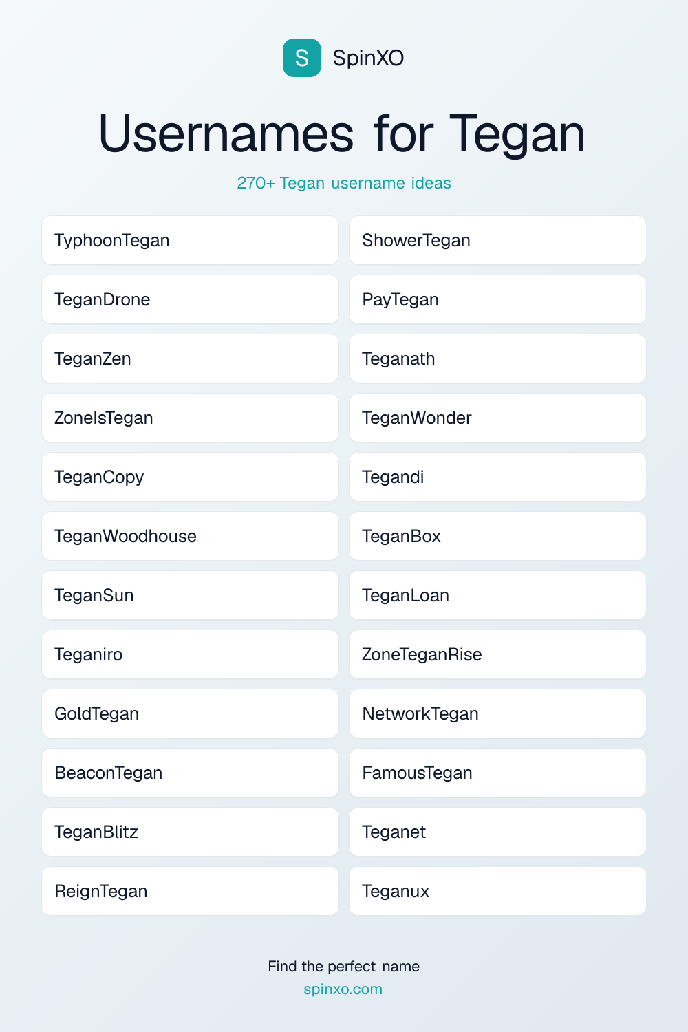 Usernames for Tegan