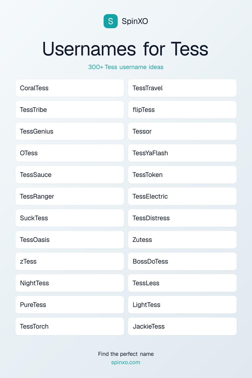 Usernames for Tess