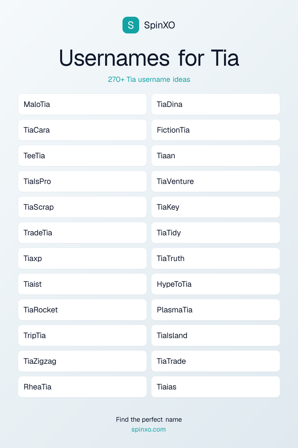 Usernames for Tia