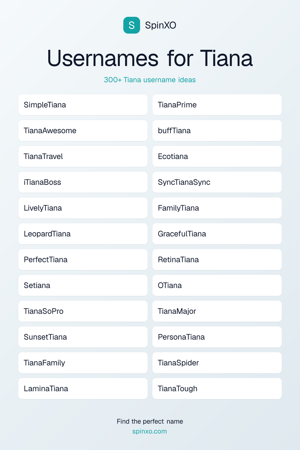 Usernames for Tiana