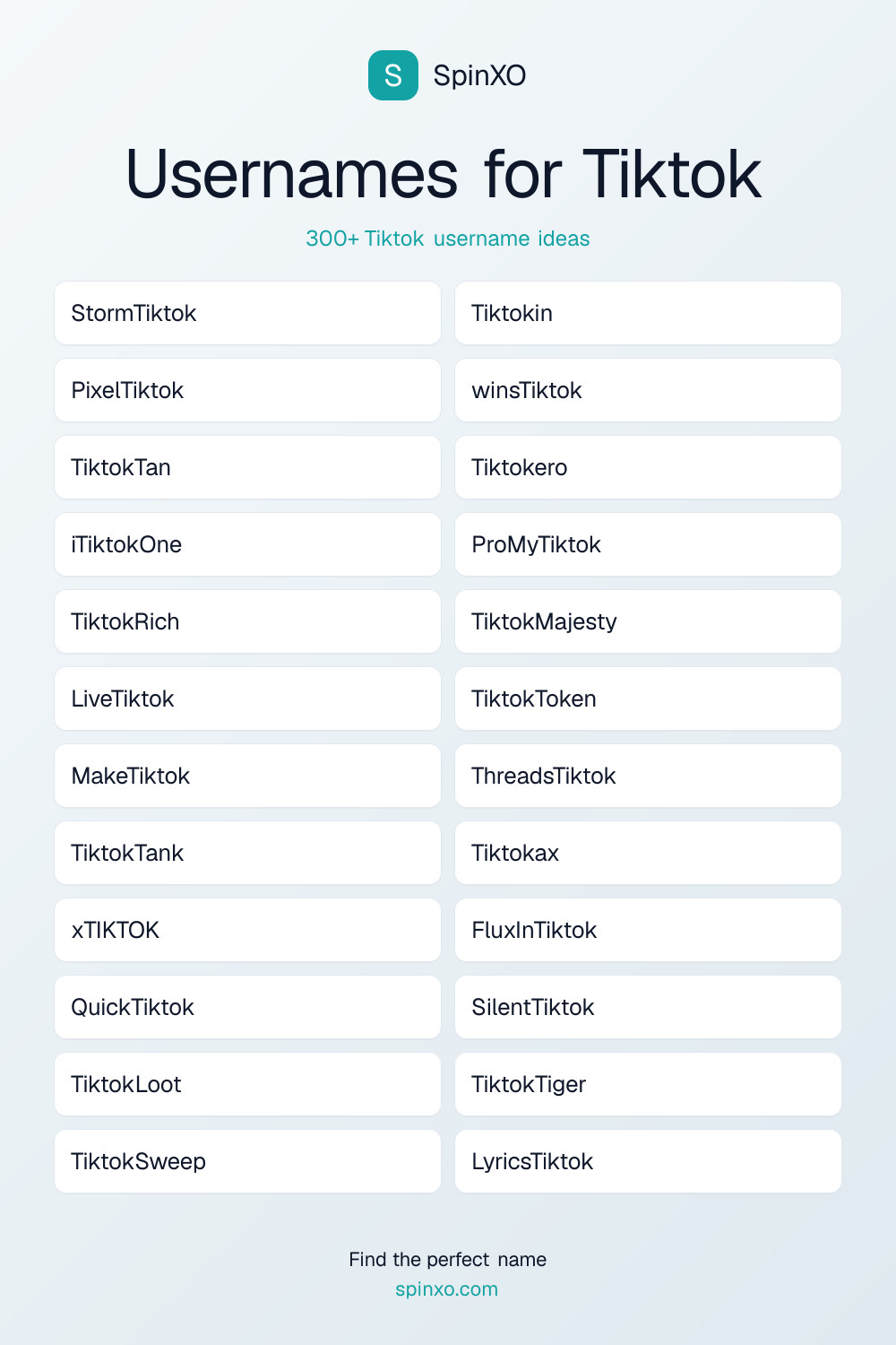 Usernames for Tiktok