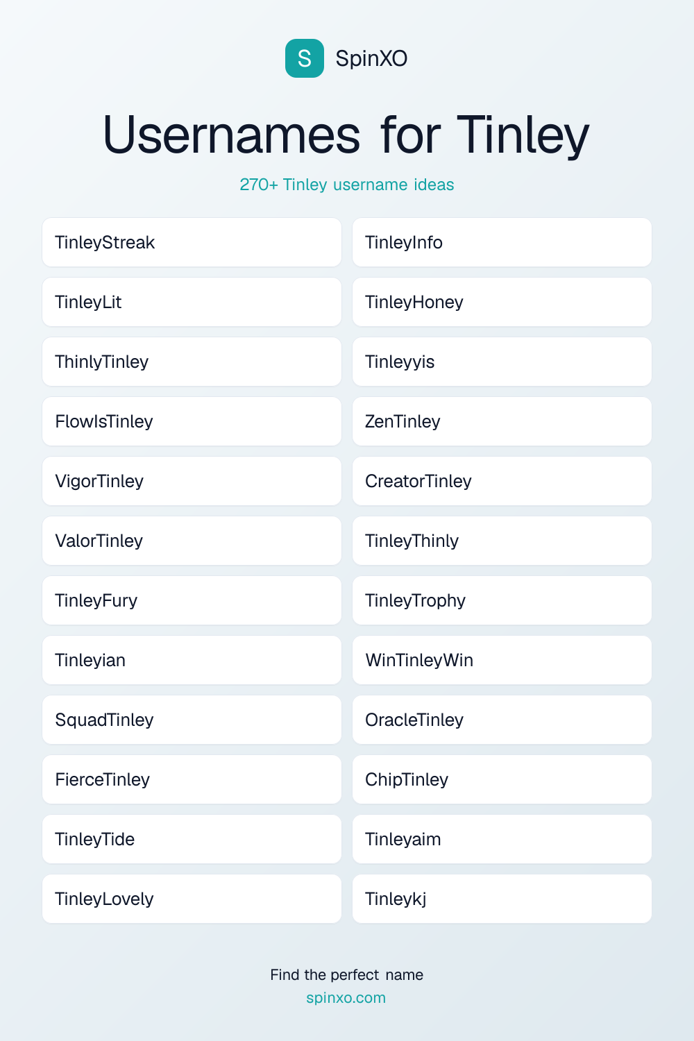 Usernames for Tinley