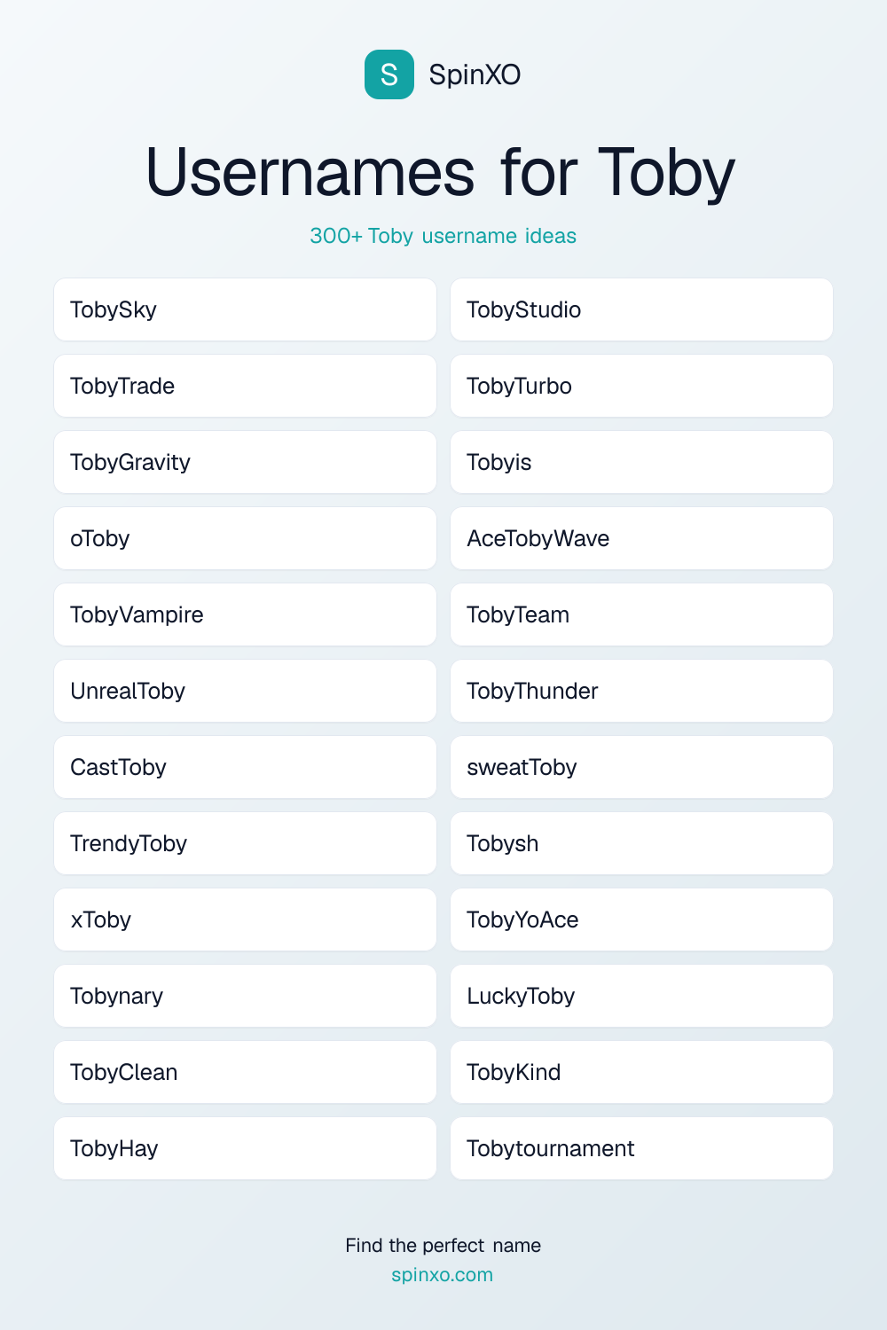 Usernames for Toby