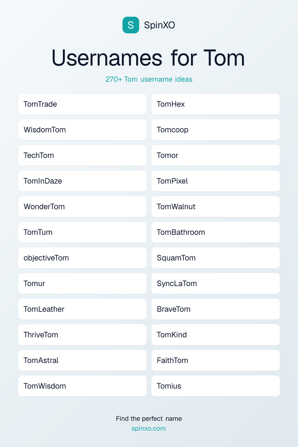 Usernames for Tom