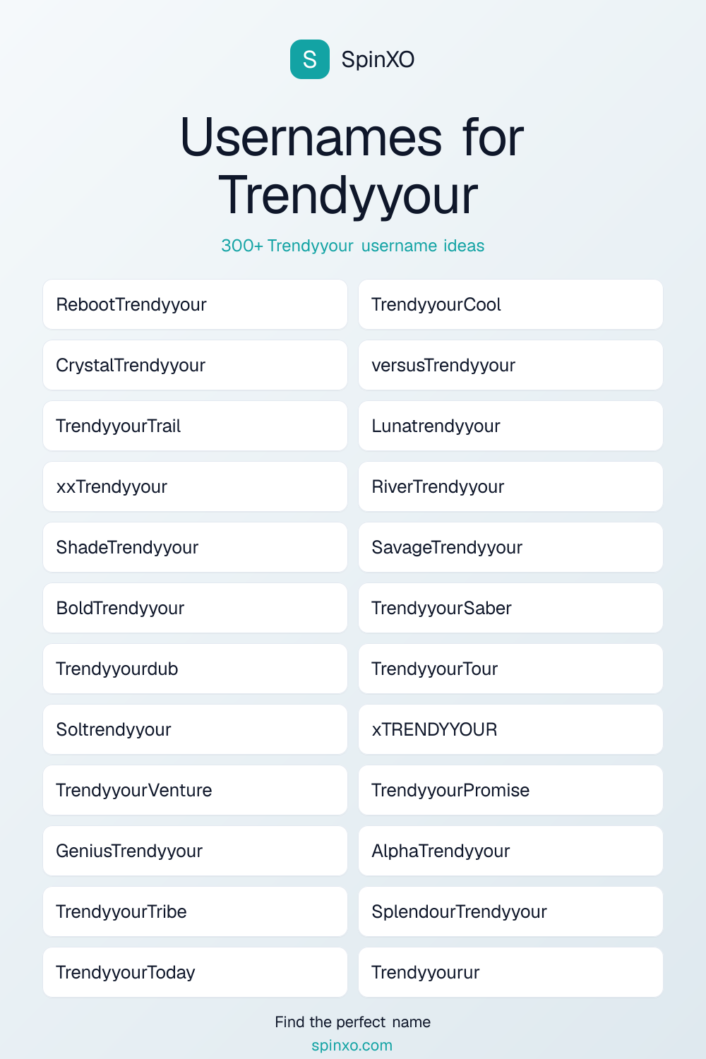 Usernames for Trendyyour