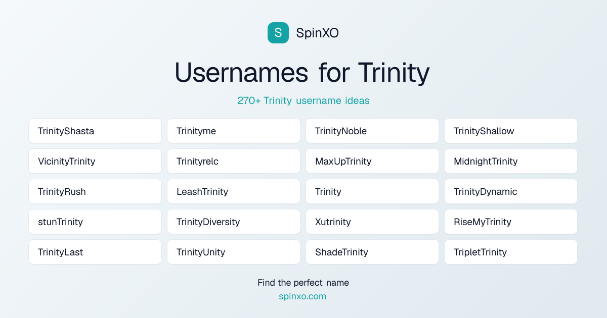 Trinity Username Ideas - 270+ Aesthetic, Cute & Cool Names | SpinXO