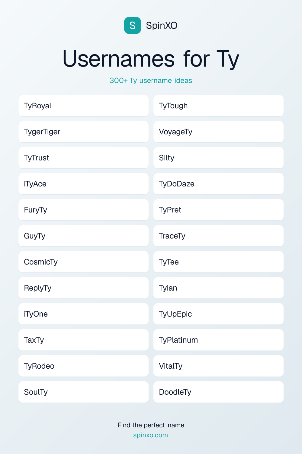 Usernames for Ty