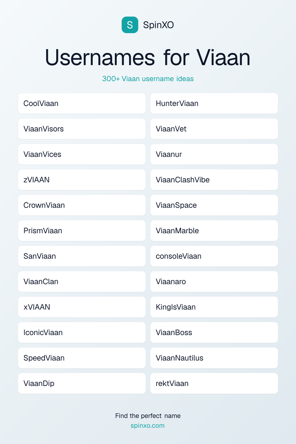 Usernames for Viaan