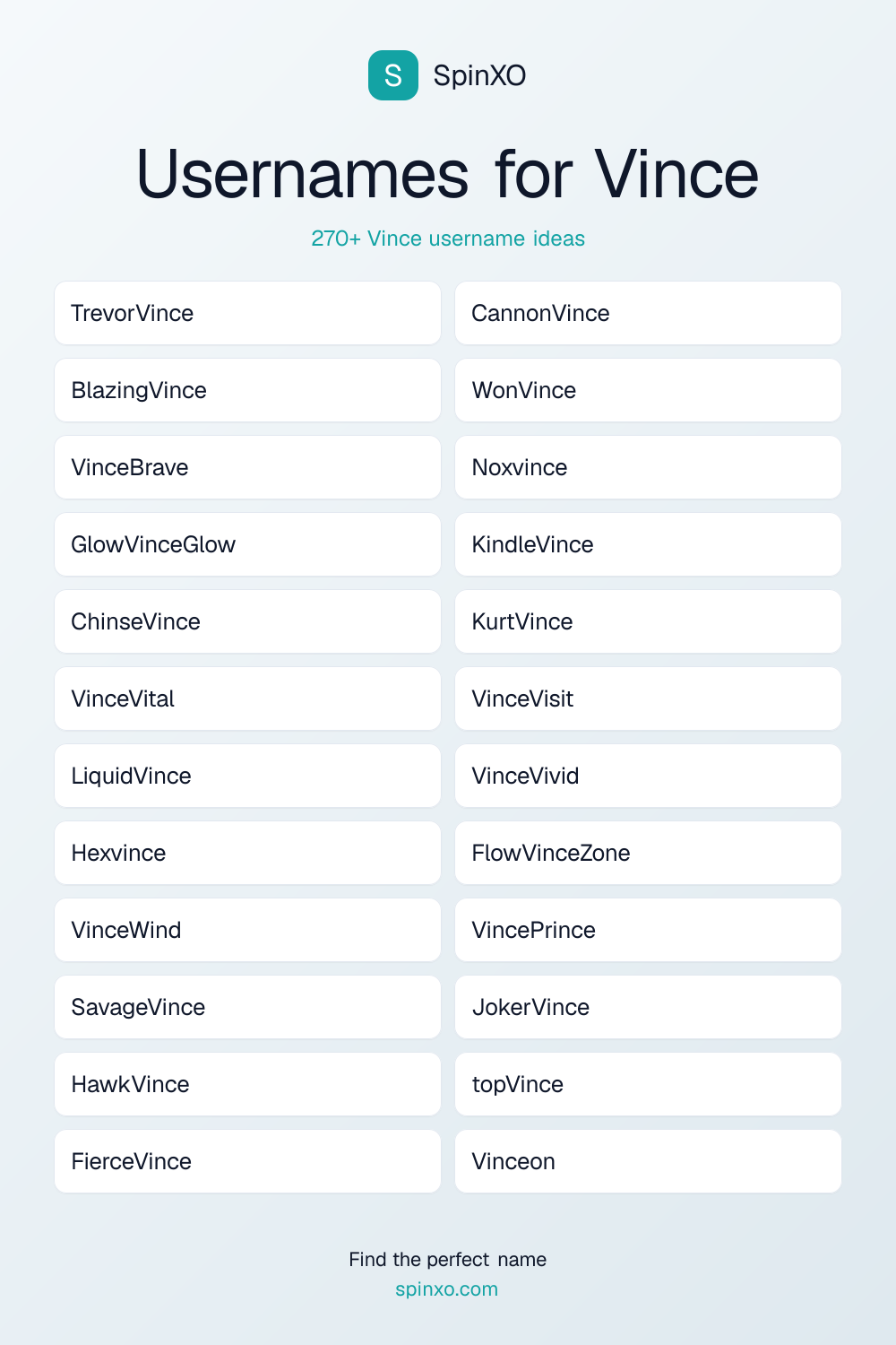 Usernames for Vince