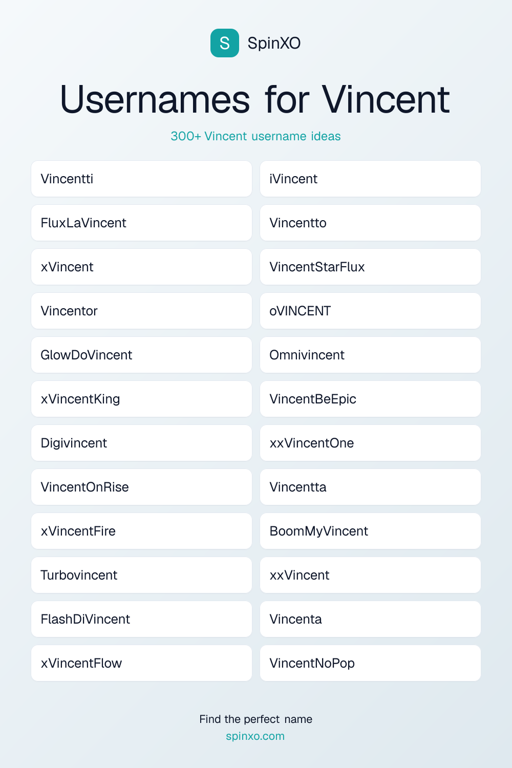 Usernames for Vincent