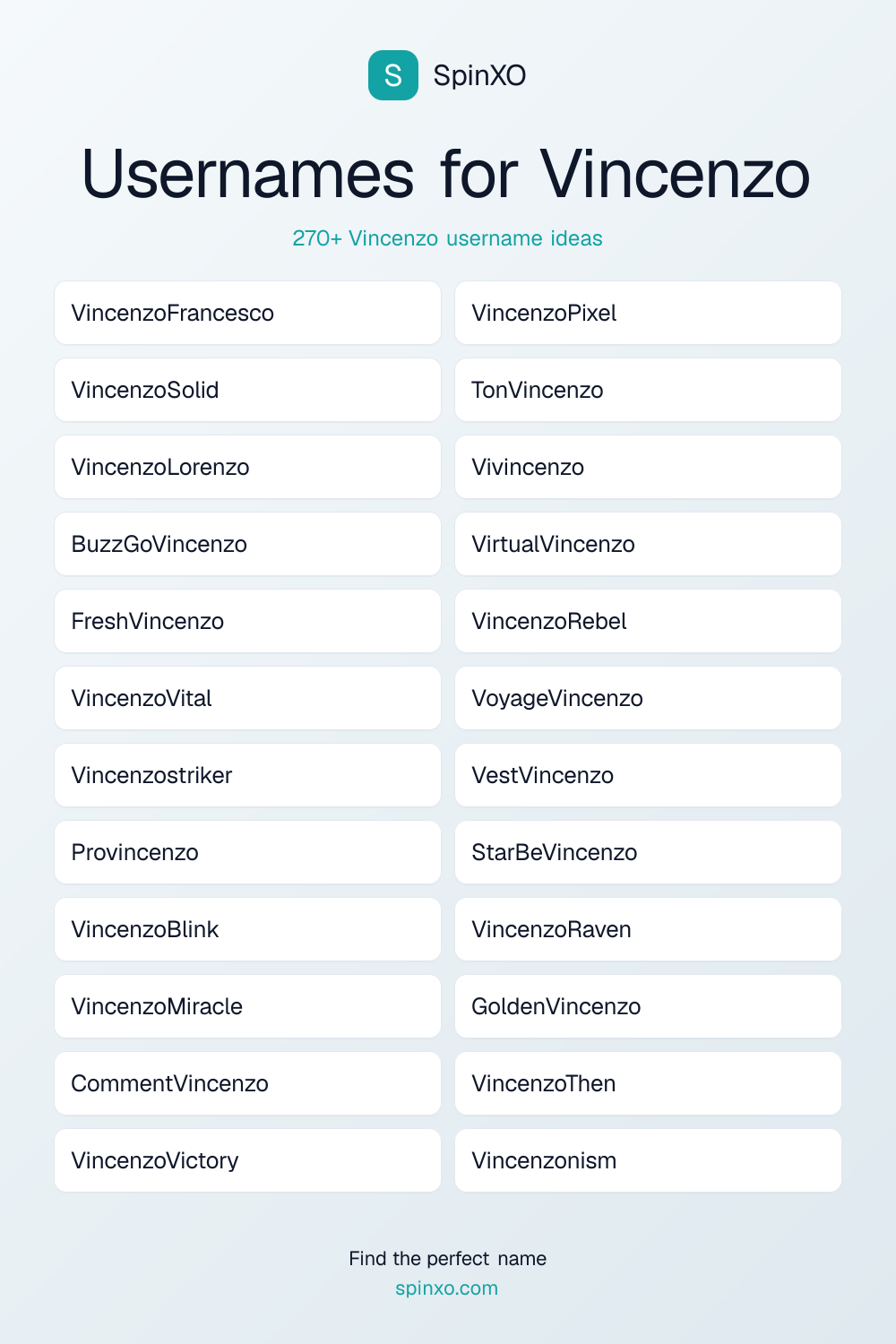 Usernames for Vincenzo