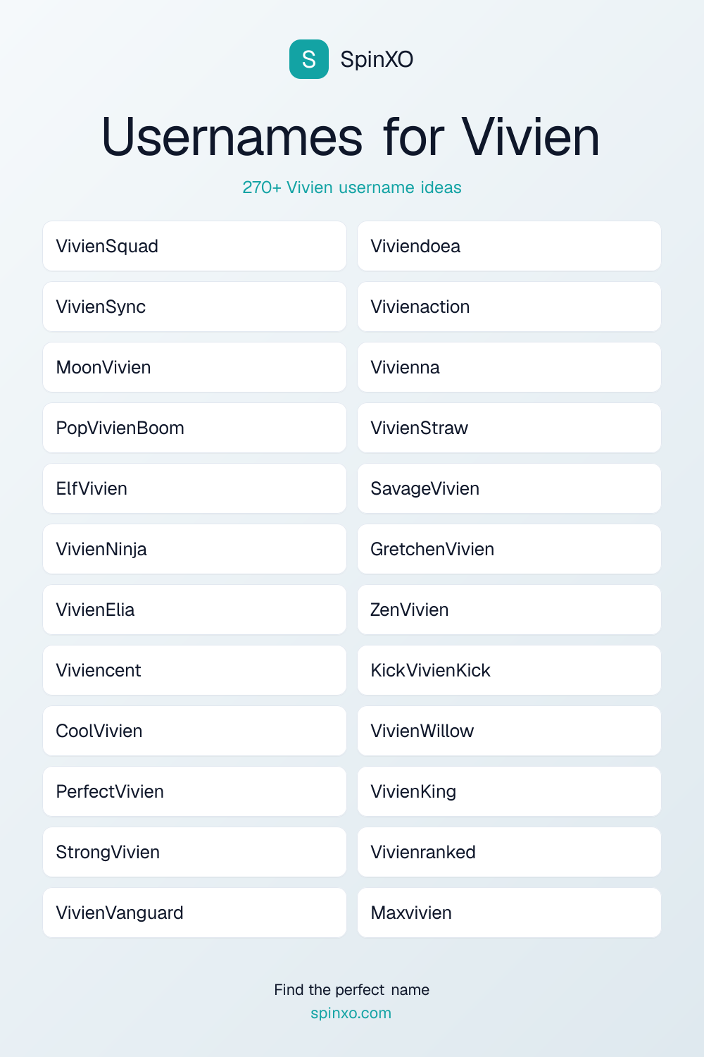 Usernames for Vivien