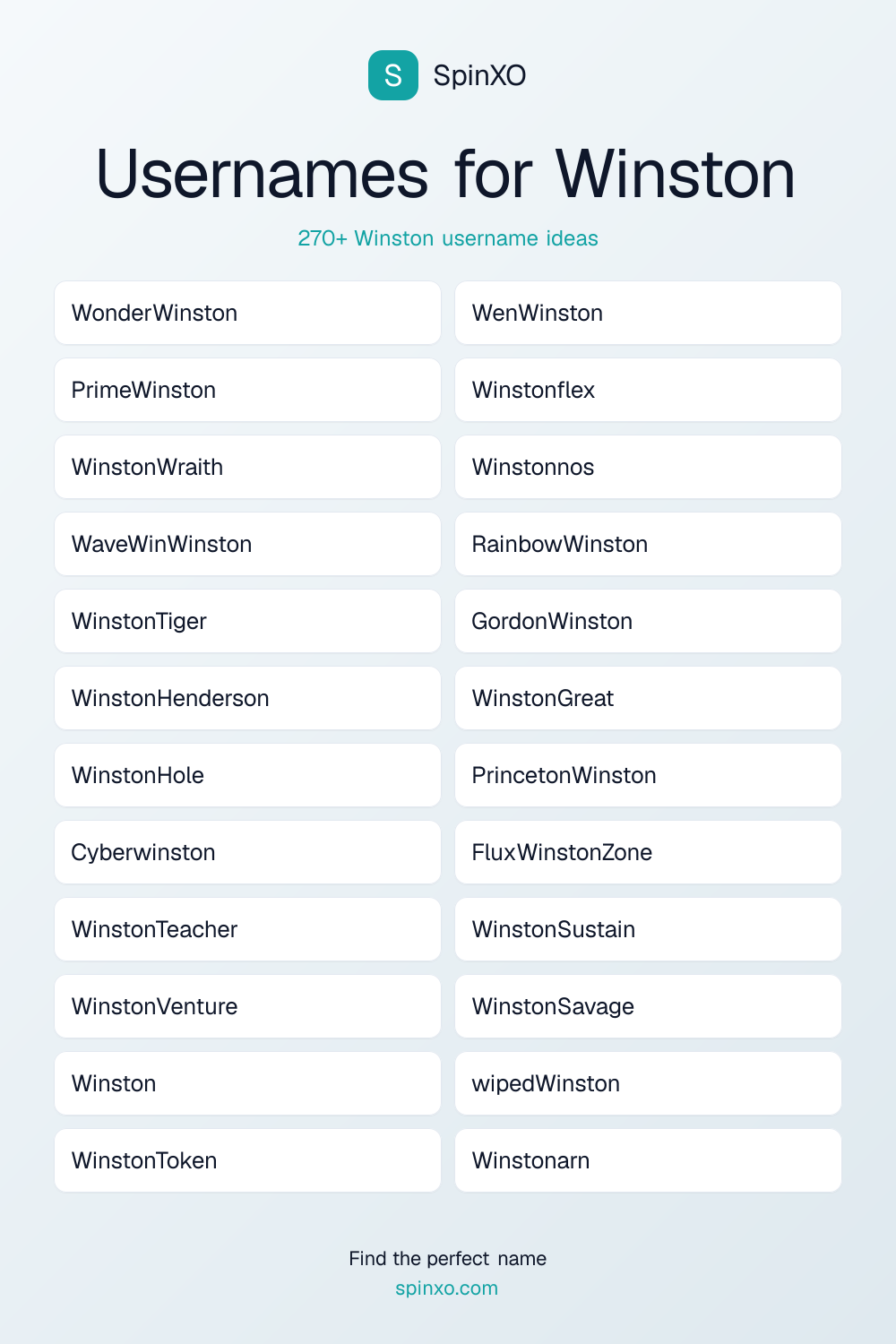 Usernames for Winston