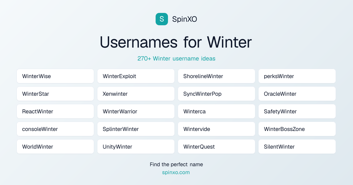Winter Username Ideas - 270+ Aesthetic, Cute & Cool Names | SpinXO