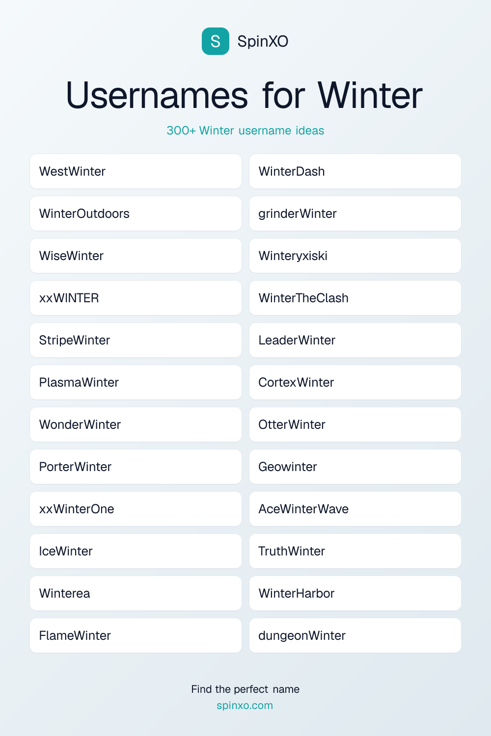 Usernames for Winter
