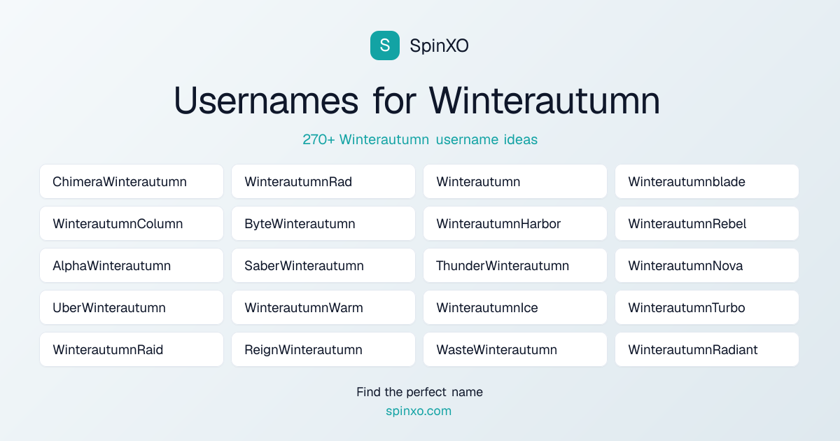 Winterautumn Username Ideas - 270+ Aesthetic, Cute & Cool Names | SpinXO