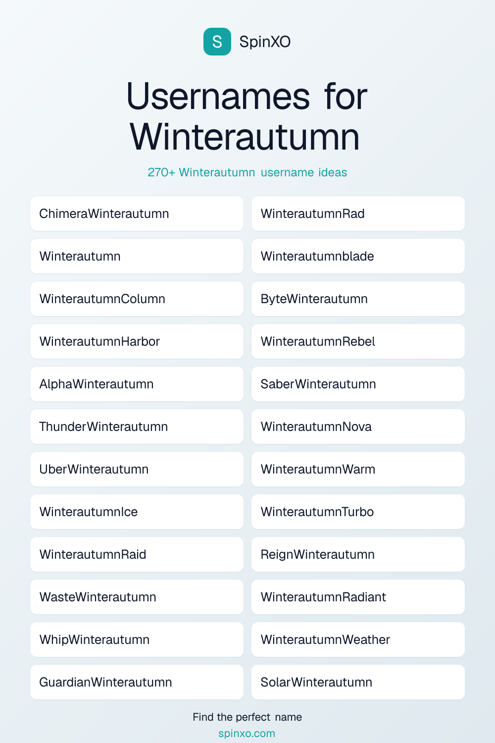 Winterautumn Username Ideas - 270+ Aesthetic, Cute & Cool Names | SpinXO
