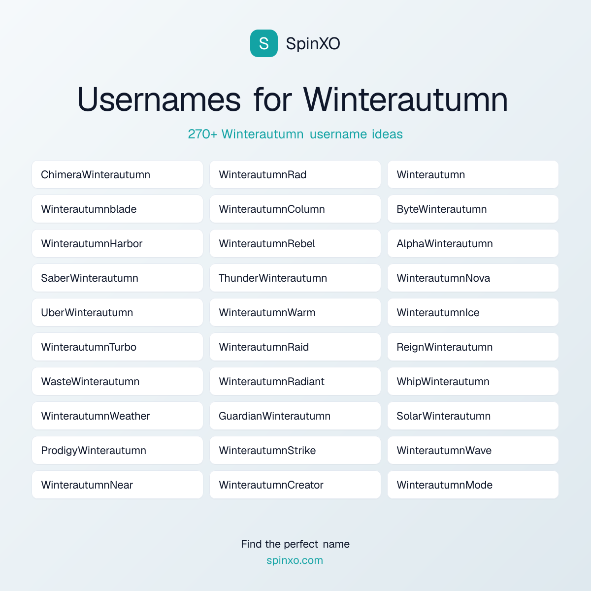 Winterautumn Username Ideas - 270+ Aesthetic, Cute & Cool Names | SpinXO