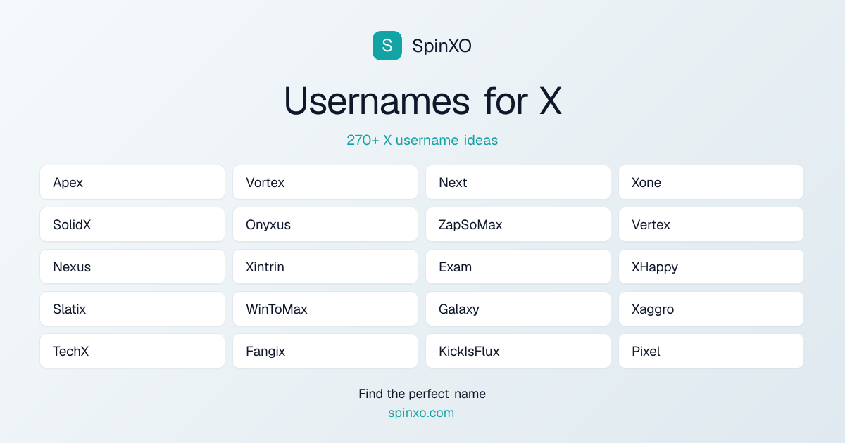 X Username Ideas - 270+ Aesthetic, Cute & Cool Names | SpinXO