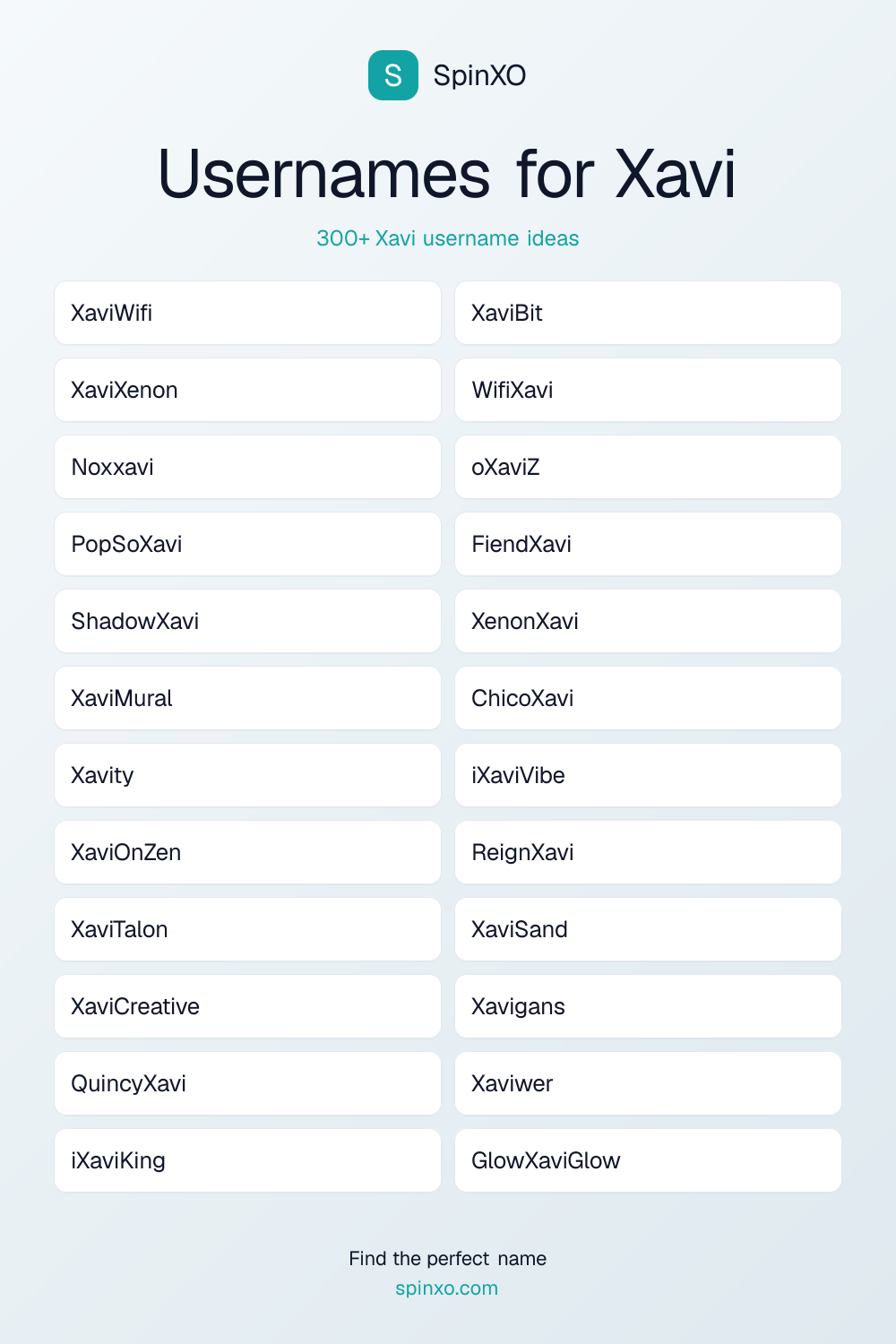 Usernames for Xavi