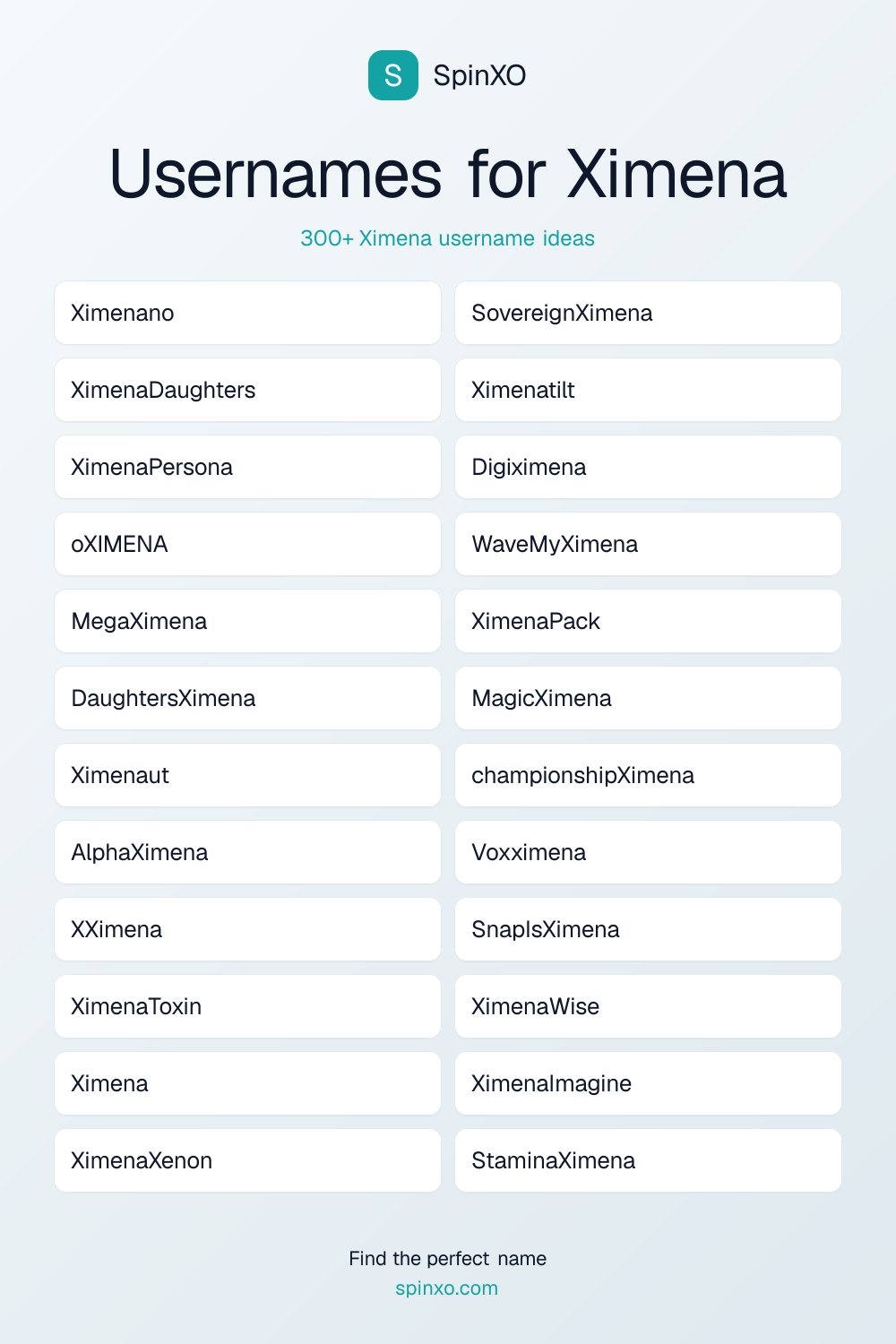 Usernames for Ximena
