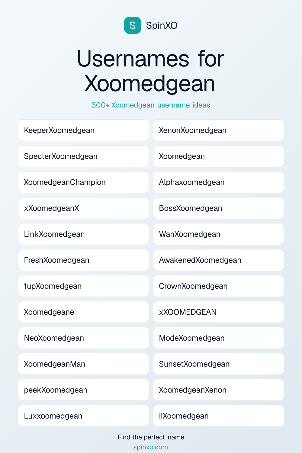 Usernames for Xoomedgean